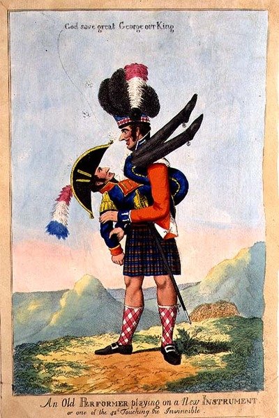 Un viejo intérprete tocando un nuevo instrumento, publicado el 22 de septiembre de 1803 de English School