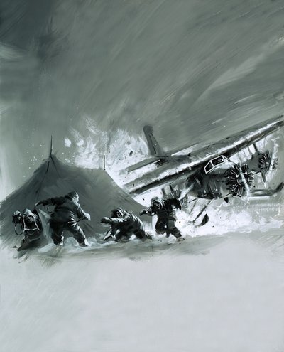 Un avión aterriza mal en la capa de hielo polar de English School