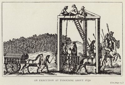 Una ejecución en Tybourne hacia 1630 (litografía) de English School