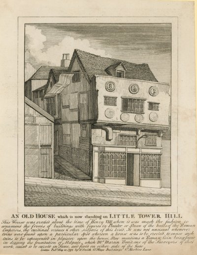 Una casa antigua que aún está en pie en Little Tower Hill, Londres de English School