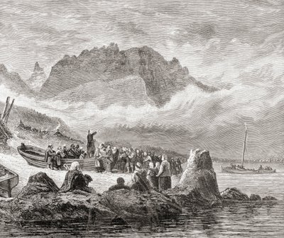 Servicio al aire libre en la Isla de Skye, Hébridas Interiores, de 