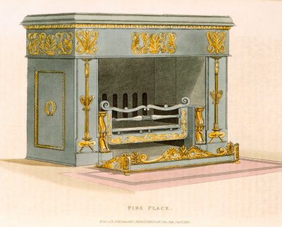 Una estufa de aire ornamental del Repositorio de Artes de Ackermann II, septiembre de 1825, grabado de English School