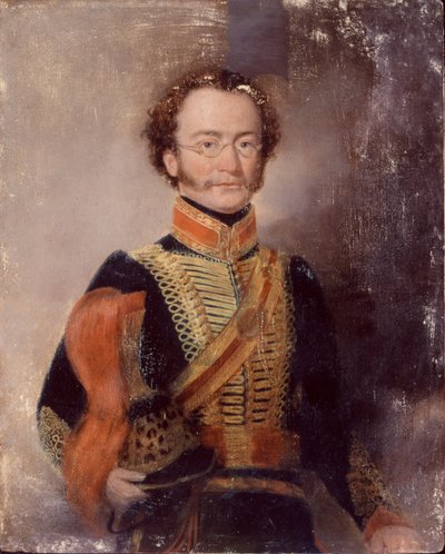 Un oficial no identificado, Regimiento de Artillería a Caballo de Bombay, c.1840 de English School