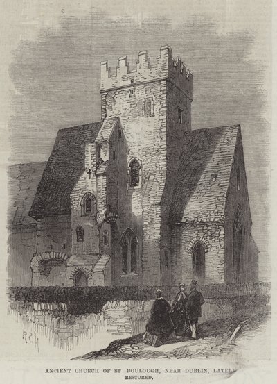 Iglesia antigua de San Doulough, cerca de Dublín, recientemente restaurada de English School