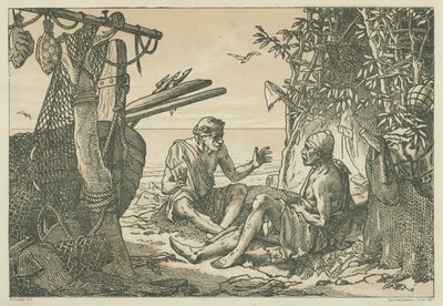 Pescadores de la antigua Grecia (litografía) de English School