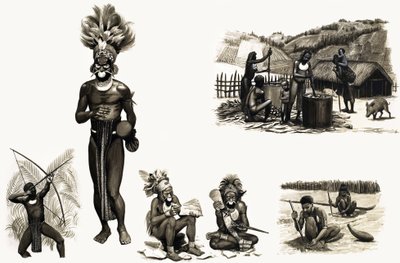Pueblos antiguos del mundo: Tribus montañosas de Nueva Guinea -- Las plumas de aves son su riqueza de English School