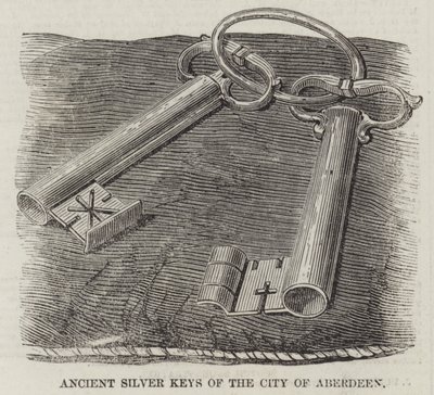 Llaves antiguas de plata de la ciudad de Aberdeen de English School