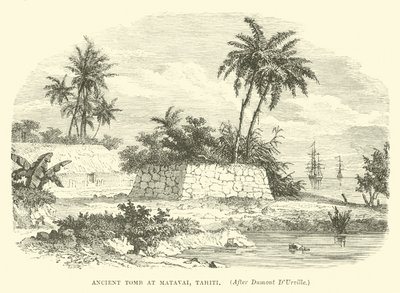 Tumba antigua en Matavai, Tahití, después de Dumont D