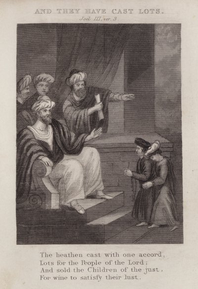 Y echaron suertes, Joel III, ver 3 (grabado) de English School