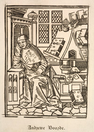 Andrew Boorde, viajero, médico y escritor inglés (grabado) de English School