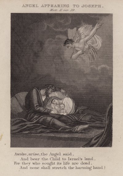 Ángel apareciendo a José, Mateo II, versículo 19 de English School
