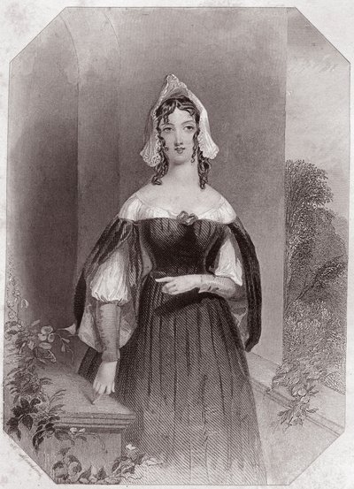 Anne Page (Las alegres comadres de Windsor) en - “Galería de mujeres de Shakespeare, colección de cuarenta y cinco retratos serios de los primeros artistas de Londres, enriquecidos con notas críticas y literarias” ca. 1838 - de “Galería de mujeres de Shake de English School