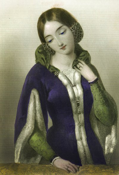 Ana de Bohemia, Reina de Ricardo II, impreso por Henry G. Bohn, 1856 de English School