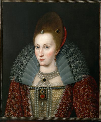 Ana de Dinamarca, reina de Inglaterra, esposa de Jacobo I de Inglaterra ... (pintura sobre lienzo) de English School