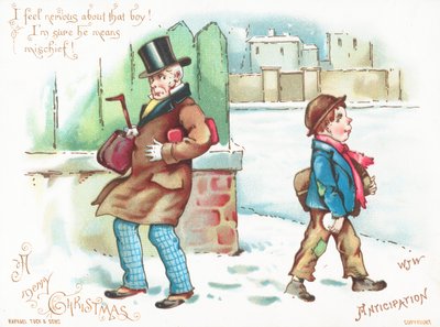 ¡Anticipación! ¡Hombre sintiéndose amenazado! Tarjeta de Navidad de English School
