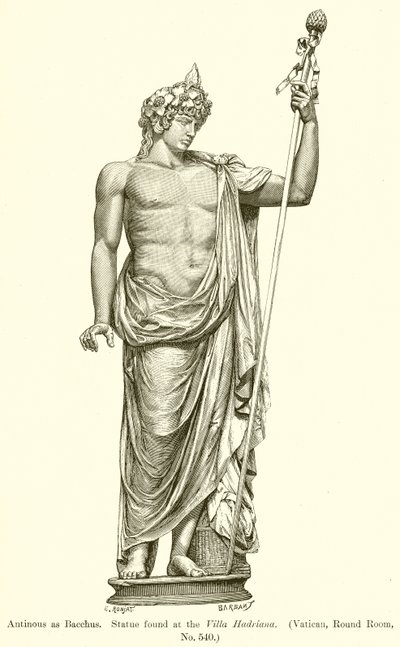 Antínoo como Baco. Estatua encontrada en la Villa Adriana. (Vaticano, Sala Redonda, No. 540) de English School