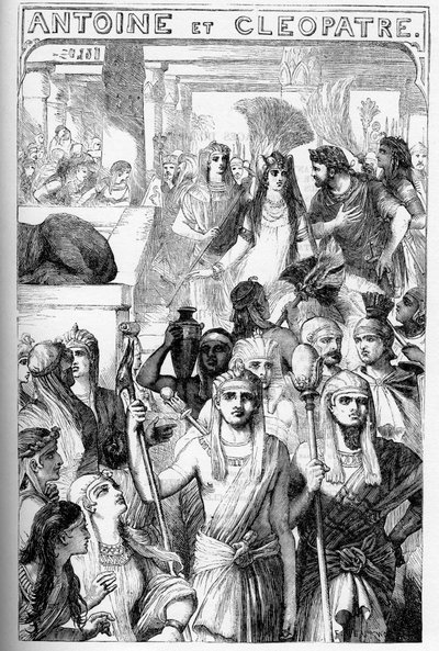 Antoine y Cleopatra - Ilustración en “Obras completas de William Shakespeare” 1866 - Las ilustraciones y la forma general de esta edición son tomadas del Shakespeare ilustrado de Cassell, publicado en Londres de English School