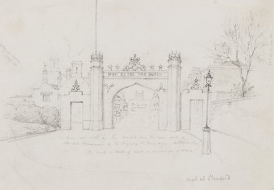Arco en Stamford, erigido para dar la bienvenida a la Reina Victoria y al Príncipe Alberto en ruta a Burghley House de English School