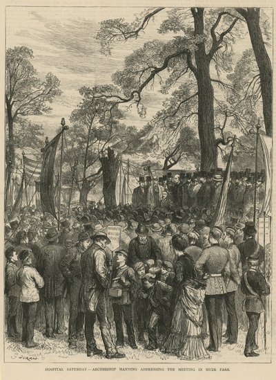 El arzobispo Manning dirigiéndose a la reunión en Hyde Park de English School