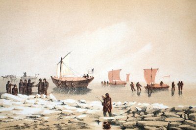 Viaje Ártico, ilustración de Viaje a la Bahía de Baffin y el Estrecho de Barrow..., 1852 de English School