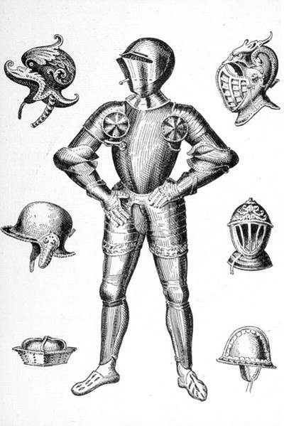 Armaduras y cascos del siglo XV (grabado) de English School