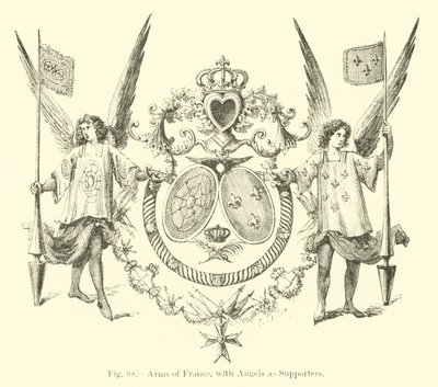Armas de Francia, con Ángeles como Soportes de English School