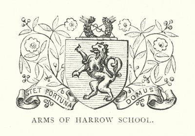 Armas de la Escuela Harrow (grabado) de English School