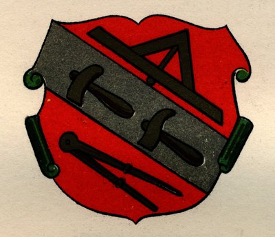 Armas de los Canteros de Estrasburgo, de La Historia de la Masonería, volumen II, publicado por Thomas C. Jack, Londres, 1883 de English School