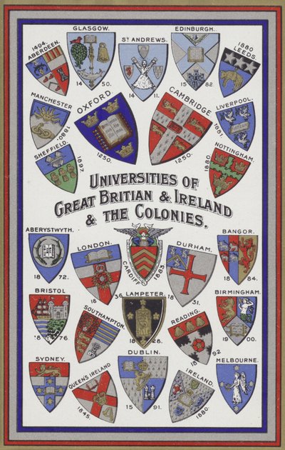 Escudos de las Universidades de Gran Bretaña, Irlanda y las Colonias de English School