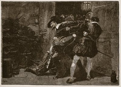 Arresto de Guy Fawkes, ilustración de la Historia Ilustrada de Inglaterra de Cassell de English School