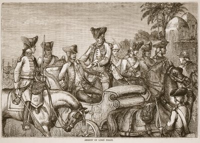 Arresto de Lord Pigot, ilustración de Cassells Illustrated History of India de James Grant, pub. 1879 de English School