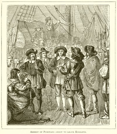 Arresto de puritanos a punto de salir de Inglaterra de English School