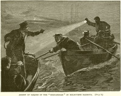Arresto de marineros del Shenandoah en el puerto de Melbourne de English School