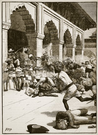 Arresto del Rajá de Benarés, ilustración de Cassells Illustrated History of England de English School