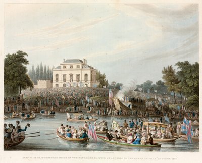 Llegada a Brandeburgh House de los barqueros, etc. con una dirección a la Reina, 3 de octubre de 1820 de English School