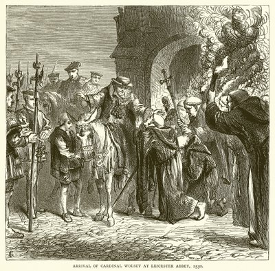 Llegada del Cardenal Wolsey a la Abadía de Leicester, 1530 de English School