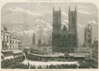 Llegada de la Reina Victoria a la puerta oeste de la Abadía de Westminster de English School