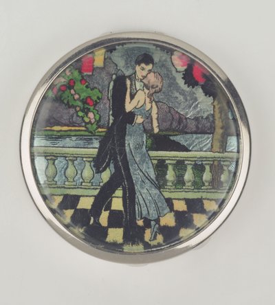 Compacto de polvo de bailarines Art Deco, hecho por Stratnoid, 1920-30 de English School