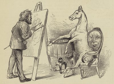 Artista pintando un caballo de English School