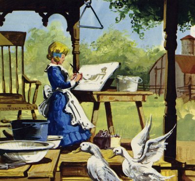 De niña, Anna Mary Robertson disfrutaba pintando de English School