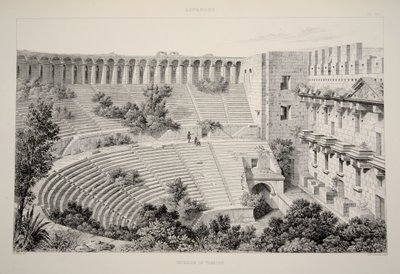 Aspendu - Interior del teatro, de Las principales ruinas de Asia Menor, pub. 1863 (litografía) de English School