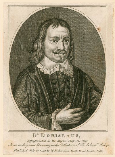 Asesinato del Dr. Isaac Dorislaus, mayo de 1649 (grabado) de English School