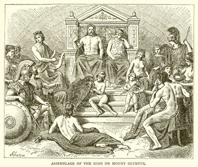 Asamblea de los dioses en el monte Olimpo de English School