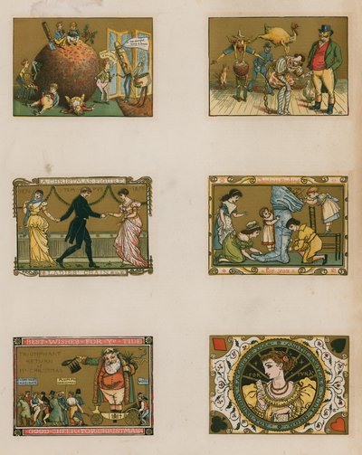 Escenas navideñas victorianas variadas de English School