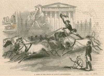 Anfiteatro de Astley, Londres - Una escena en el circo en el Anfiteatro de Batty de English School