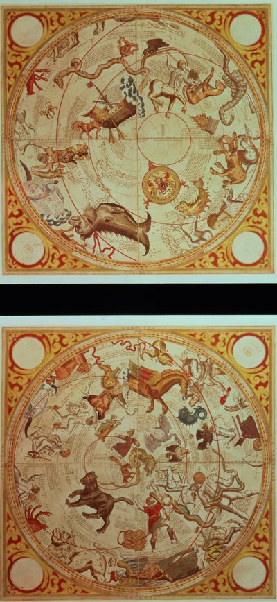 Calendario astrológico, signos del zodíaco, c.1660 (grabado a mano) de English School