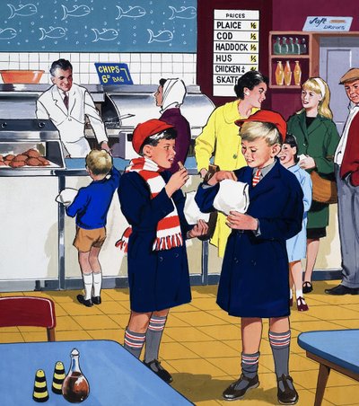 En la tienda de Fish & Chips de English School