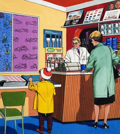 En la tienda de papel tapiz de English School
