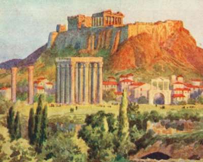 Atenas, La Acrópolis (litografía en color) de English School