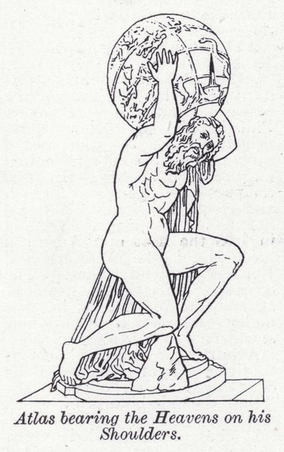 Atlas sosteniendo los cielos sobre sus hombros de English School